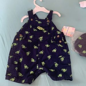 First impressions- baby overalls with matching hat